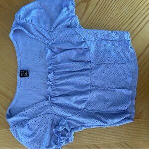 SHEIN Light Blue Eyelet Blouse